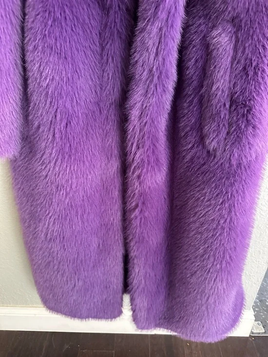 Topshop Purple Faux Fur Coat NWT Statement Teddy Coat Size 6 - Picture 3 of 14